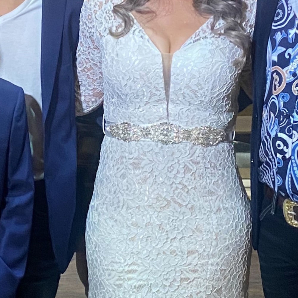 White beaded lace dress